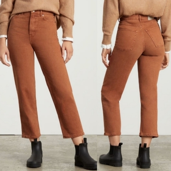 Everlane Denim - Everlane Way High Straight Leg Jeans Burnt orange Sz 34